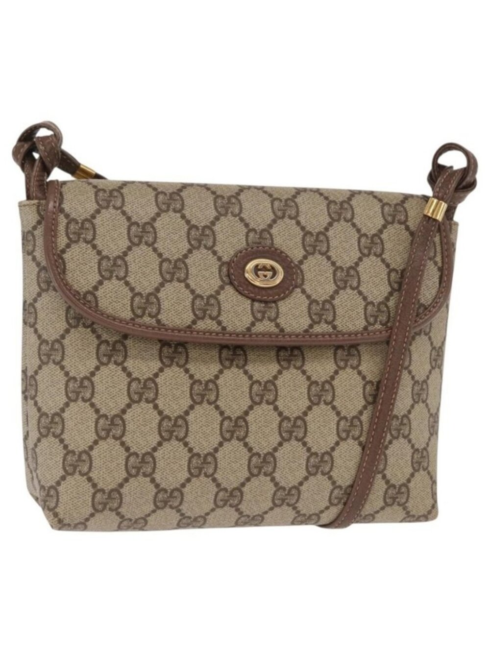 Authentic GUCCI GG Supreme Shoulder Bag PVC Beige Gold 007 115 6087